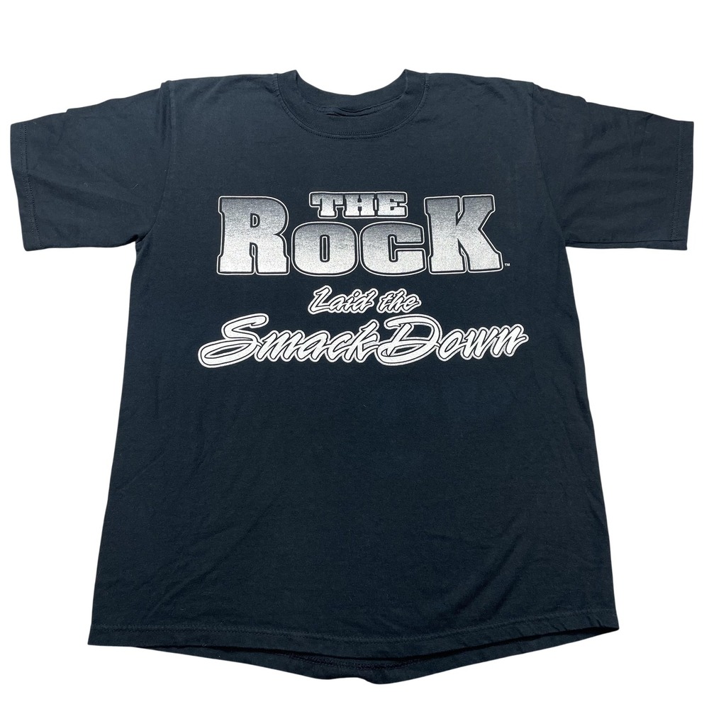 Vintage The Rock Shirt Mens Medium‎ Black WWF Wrestling SmackDown Minneapolis